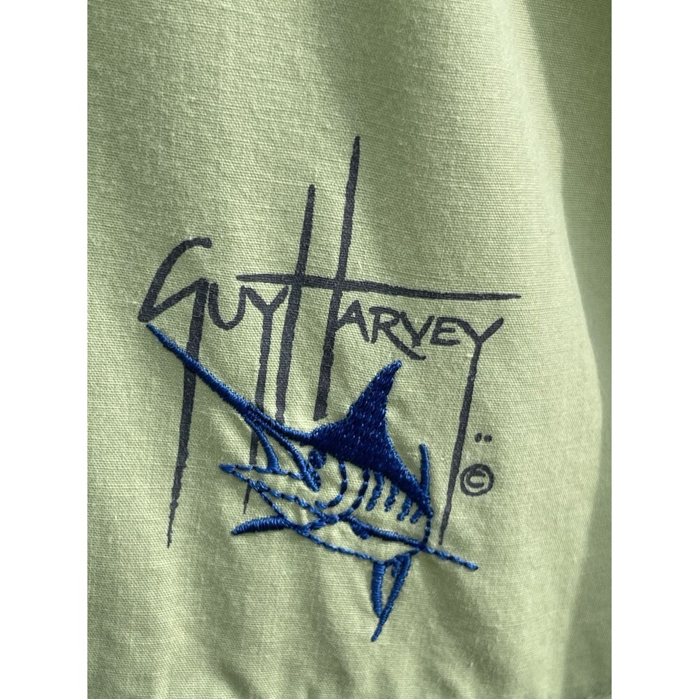 Guy Harvey AFTCO Vented Fishing Shirt Logo S/S Embroidered Green Mens Sz Medium - Picture 3 of 14